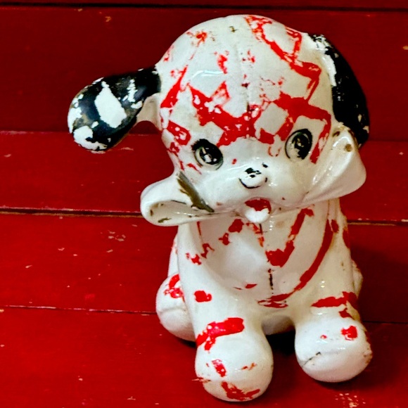 Vintage 1956 Napco Red Plaid Billy Dog Coin Bank *Rare*